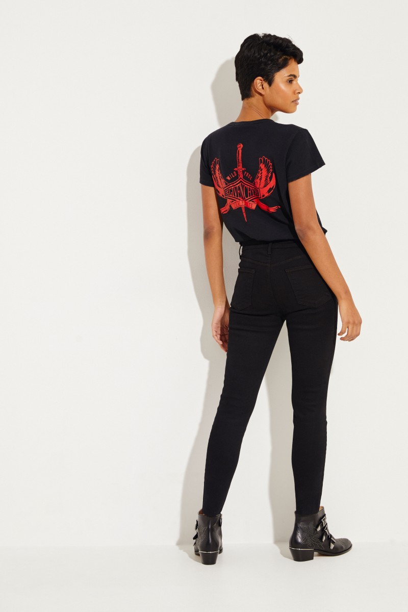 Skinny Jeans mit ausgefranstem Saum 'Alana' Schwarz