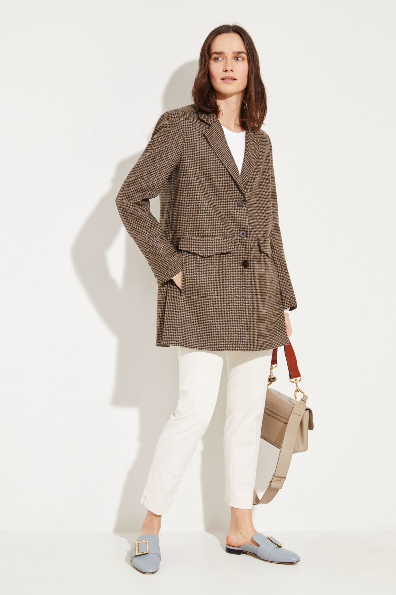 Woll-Blazer 'Demi' mit Hahnentrittmuster Schwarz/Braun