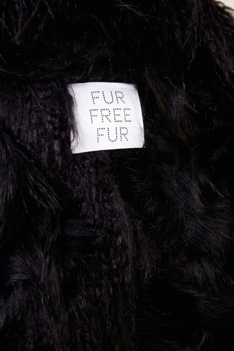 Stella McCartney Langhaar Faux Fur Weste Schwarz