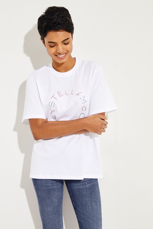 T-Shirt mit frontaler Applikation Weiß