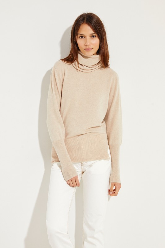 Cashmere-Rollkragenpullover Beige