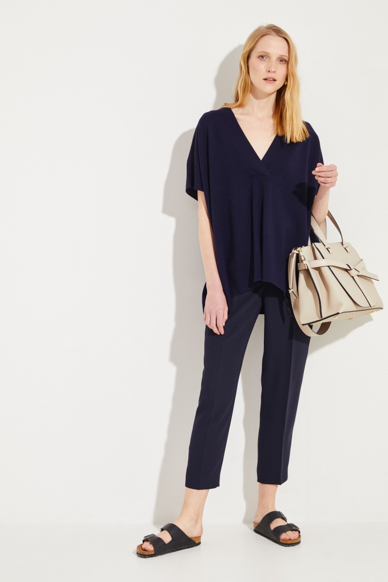 Oversize Woll-Tunika 'Milano' Marineblau