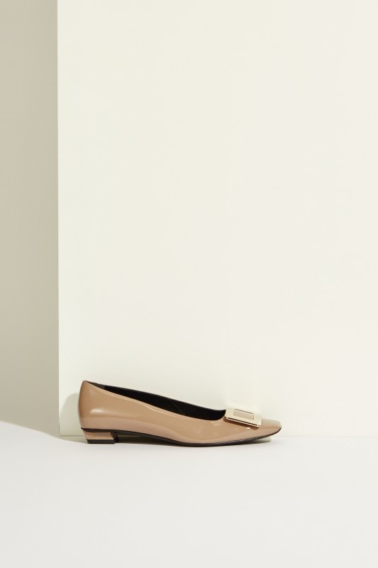 Lackleder-Flat 'Belle Vivier' mit Schnalle Taupe