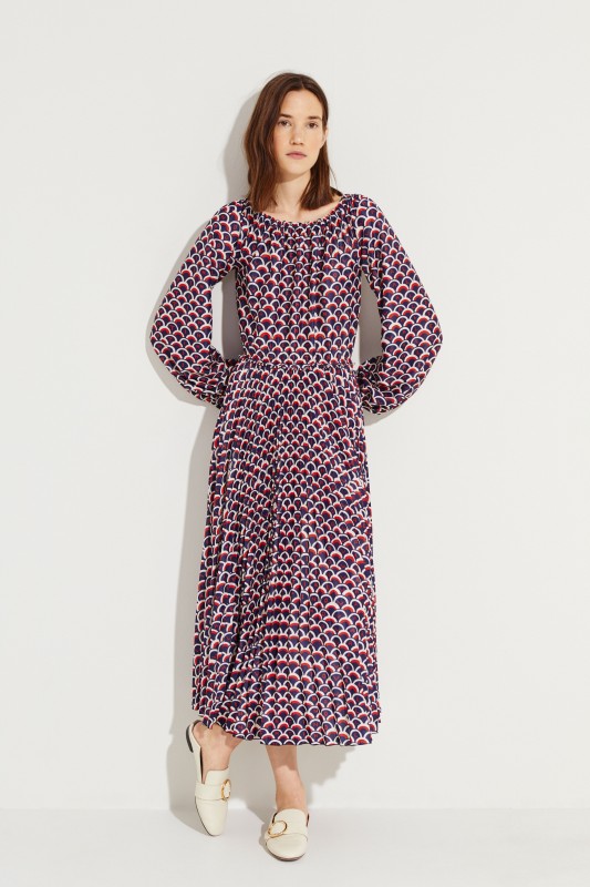 Langes Kleid mit Print Multi
