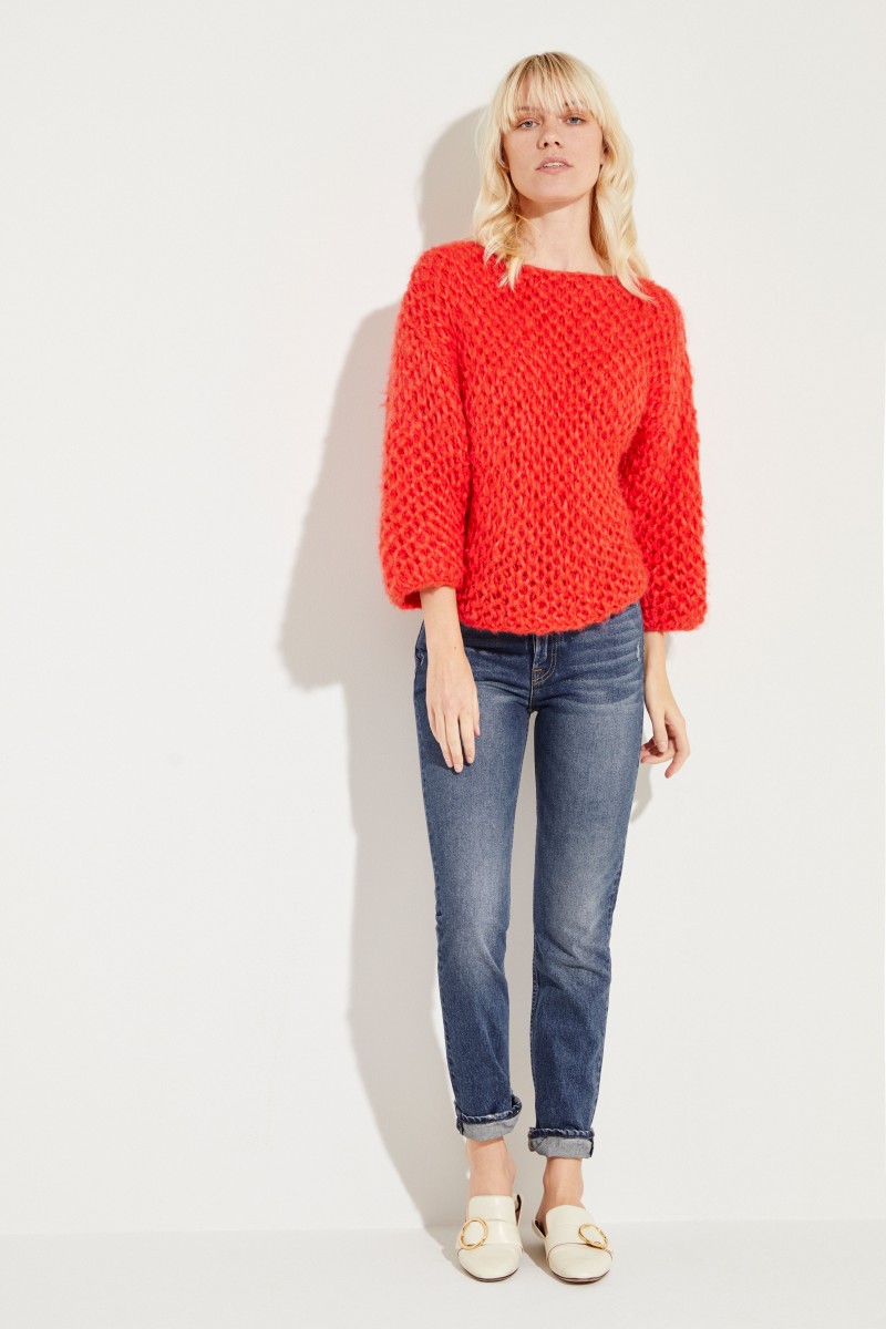 Grobstrick-Pullover 'Swantje' Rot