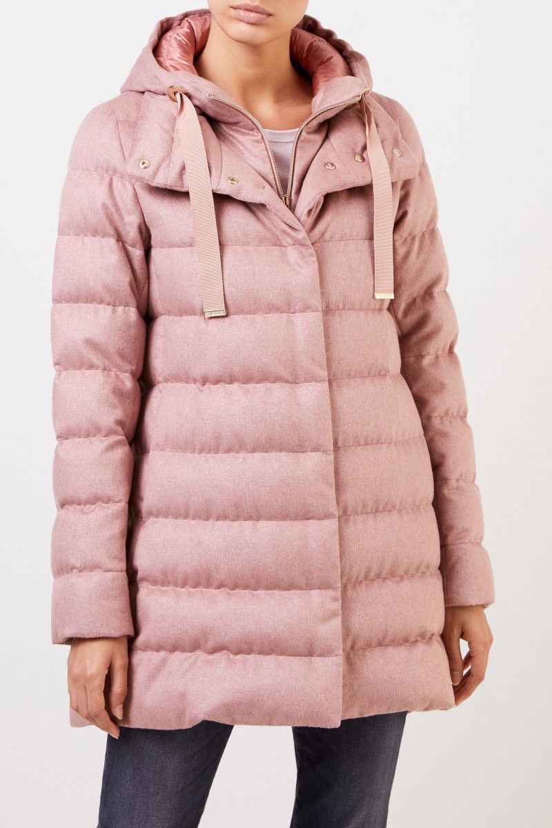 Herno Cashmere-Seiden-Daunenmantel mit Kapuze Rosé