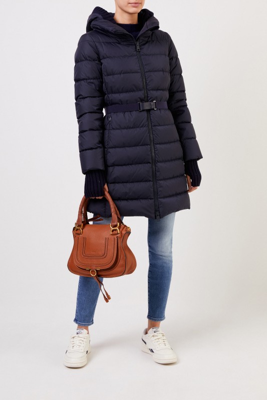 Herno Daunenmantel mit Strickdetails Marineblau
