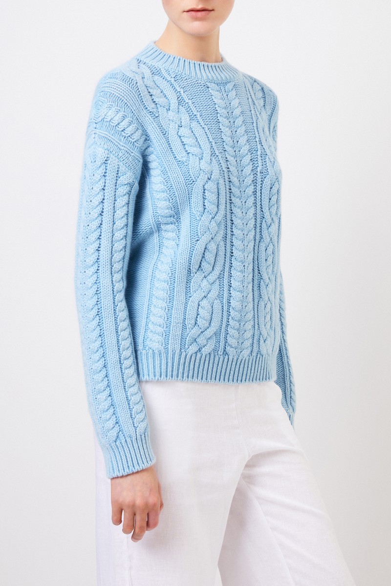 Cashmere-Pullover 'Fadilla' mit Strickmuster Blau