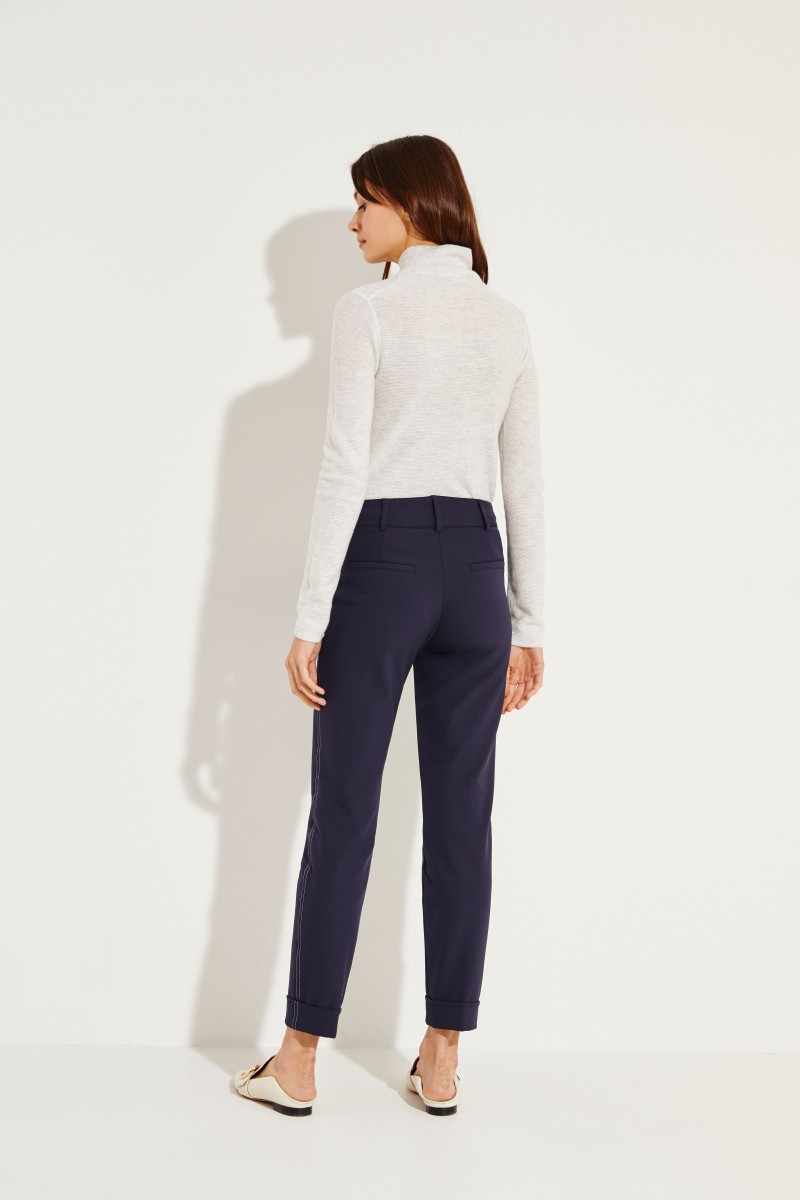 Hose 'Renira' mit Saumumschlag Marineblau