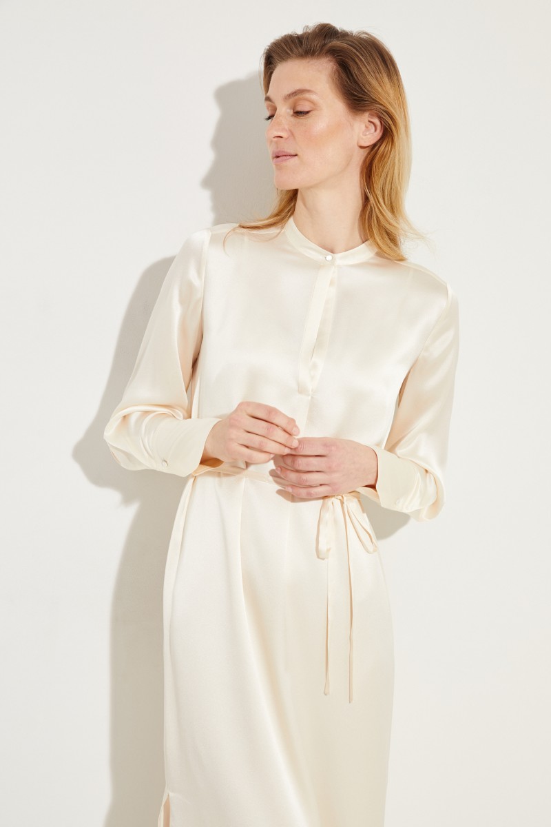 Zweiteiliges Seidenkleid Crème