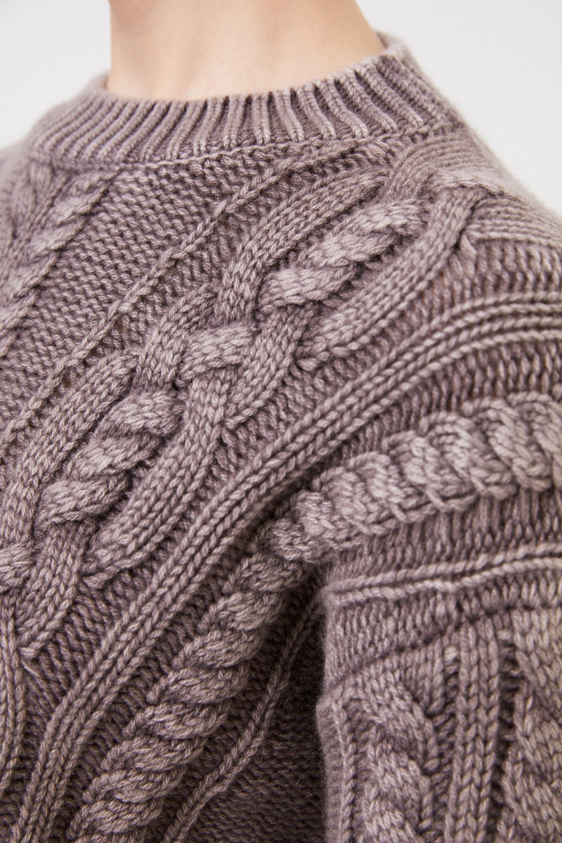 Cashmere-Pullover 'Fadila' mit Strickmuster Braun