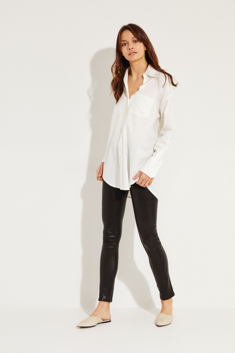 Oversize Baumwoll-Seiden-Bluse Weiß