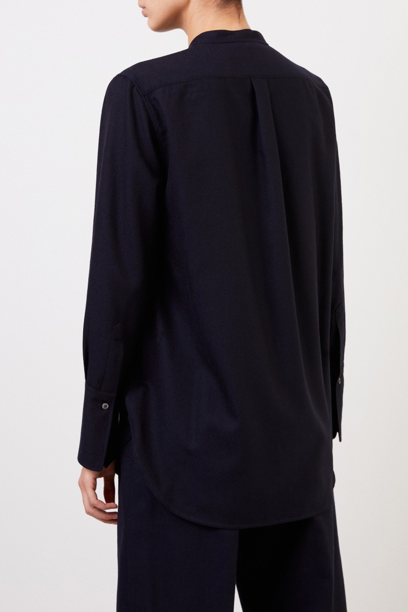 Klassische-Woll Bluse Schwarz