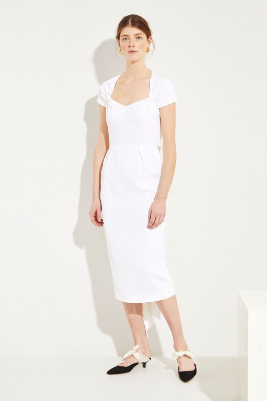 Cocktailkleid mit Bindedetail Weiß