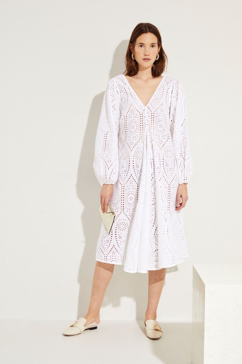 Kleid 'Falcon' mit Lochspitze Weiß