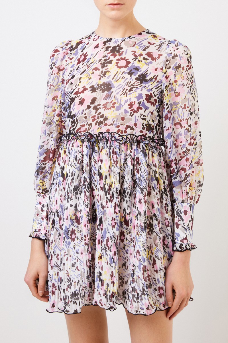Ganni Minikleid 'Pleated Georgette' Multi
