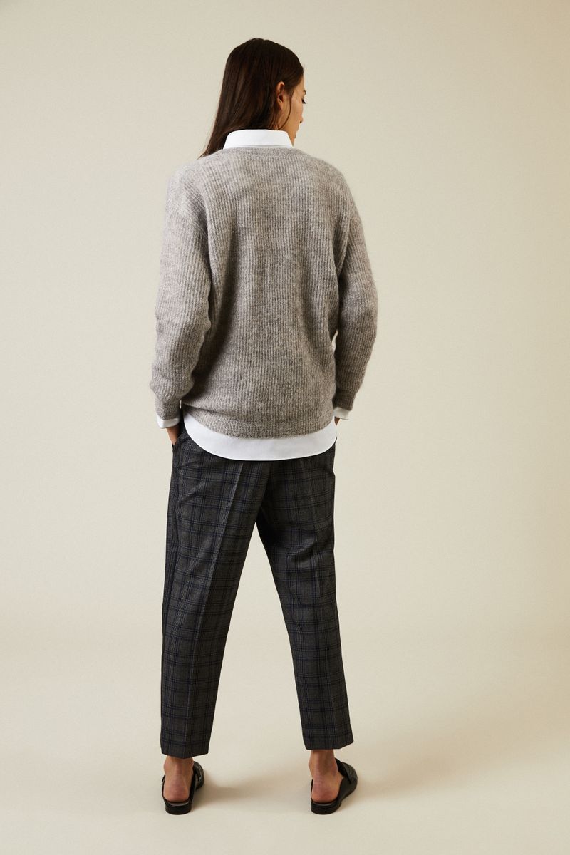 Mohair-Pullover mit Glitzerfäden Silber