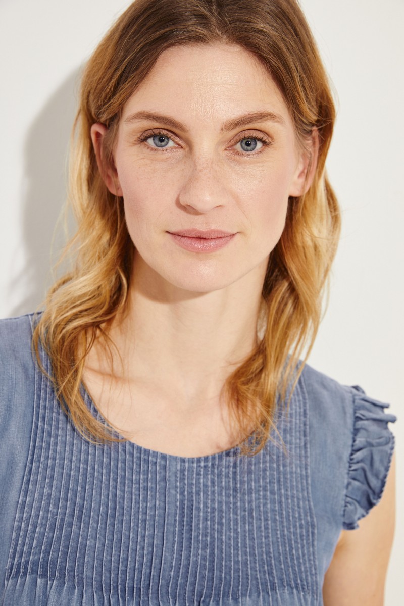 Jeanskleid mit Rüschen Blau