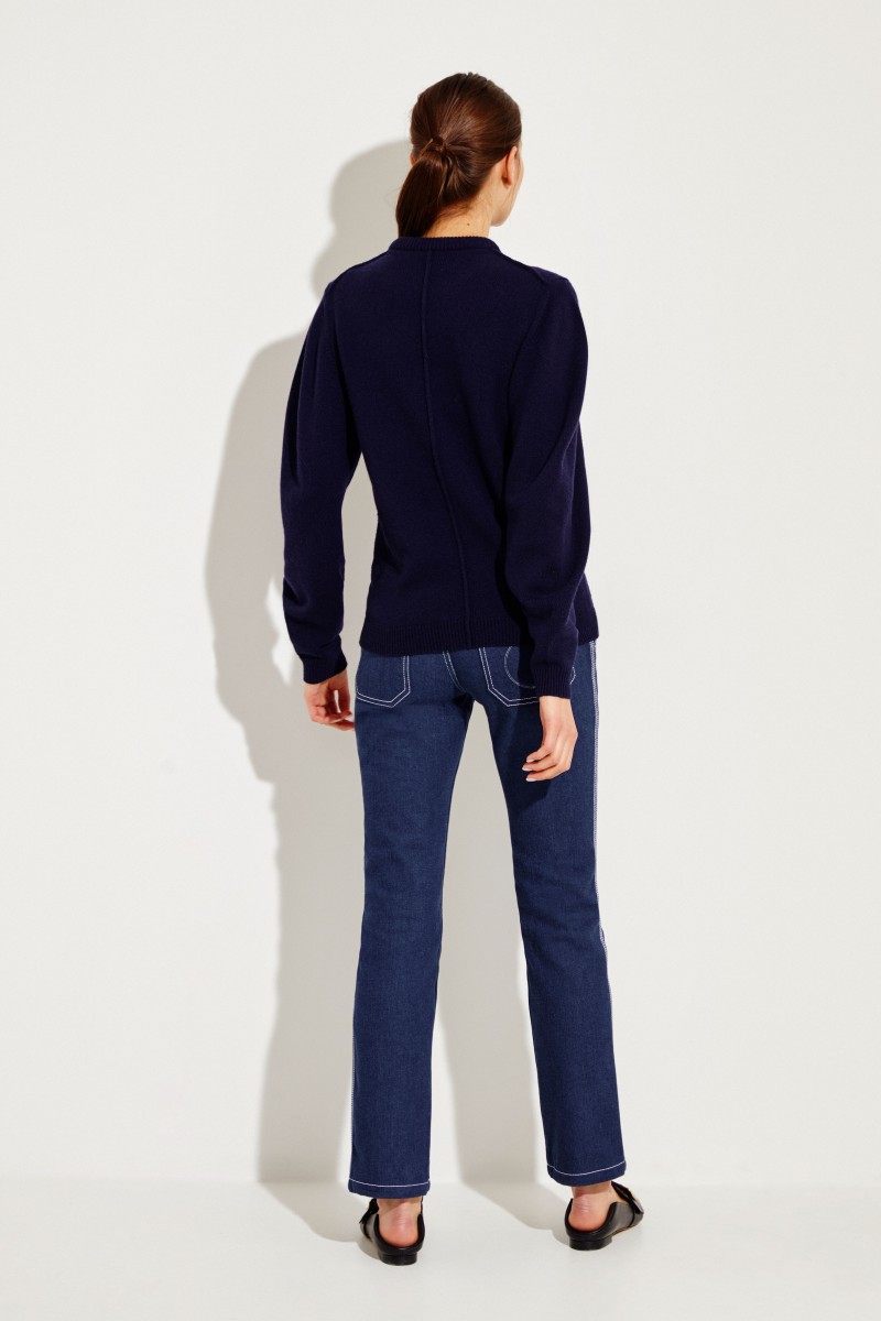 Cashmere-Woll-Pullover Blau