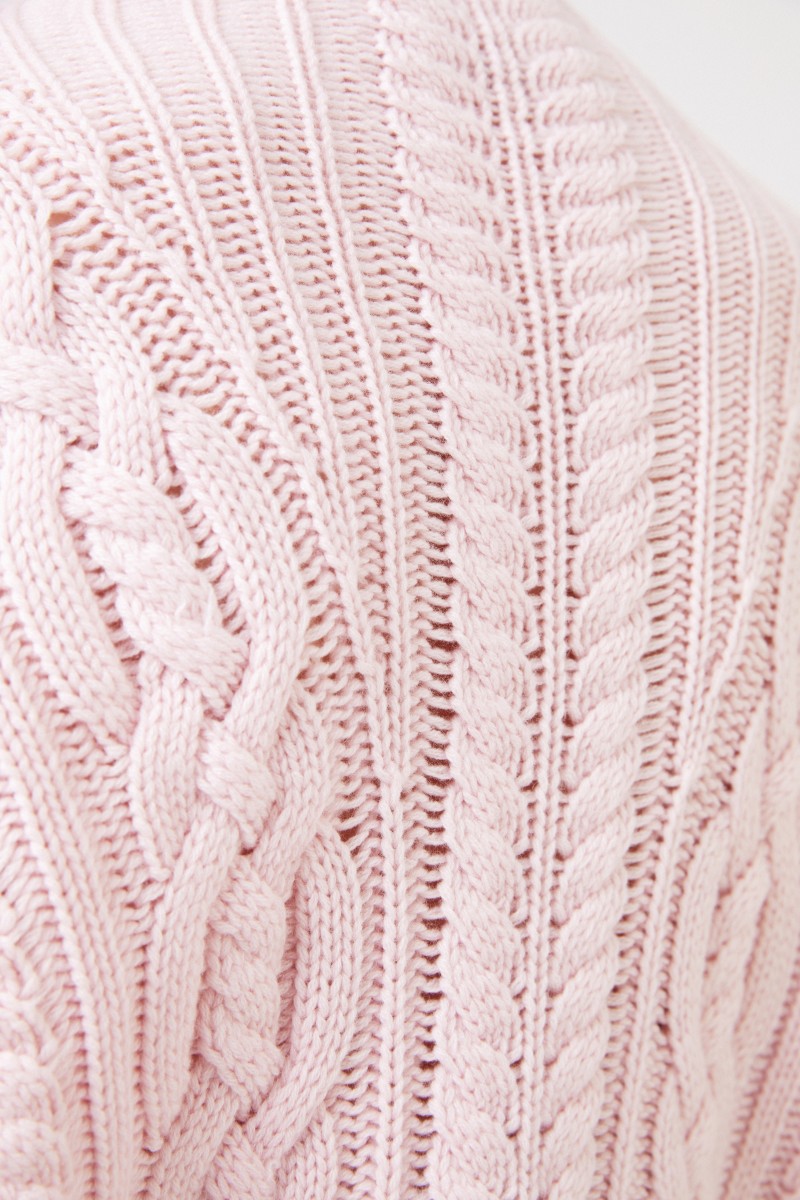 Iris von Arnim Cashmere-Pullover mit Zopfstrickmuster 'Fae' Rosé