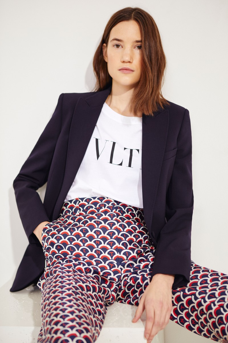 T-Shirt mit VLTN-Logo Weiß/Schwarz