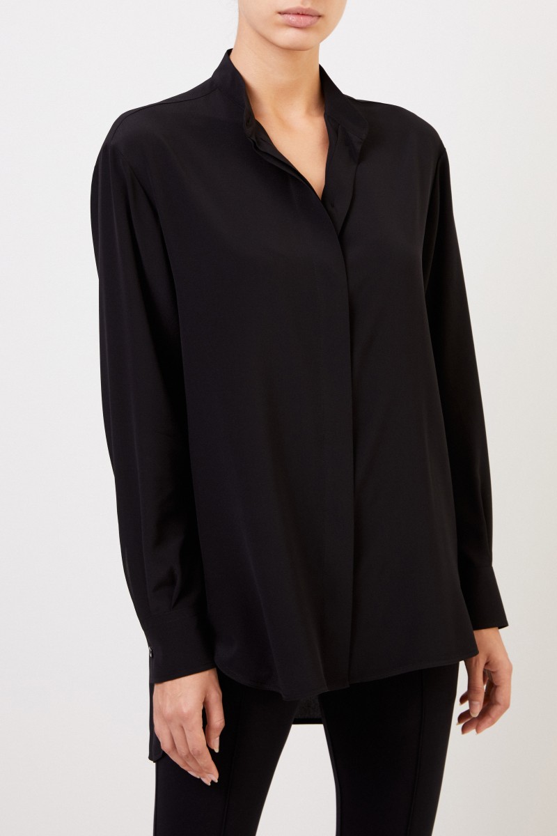 Givenchy Seidenbluse mit Schluppendetail Schwarz/Weiß