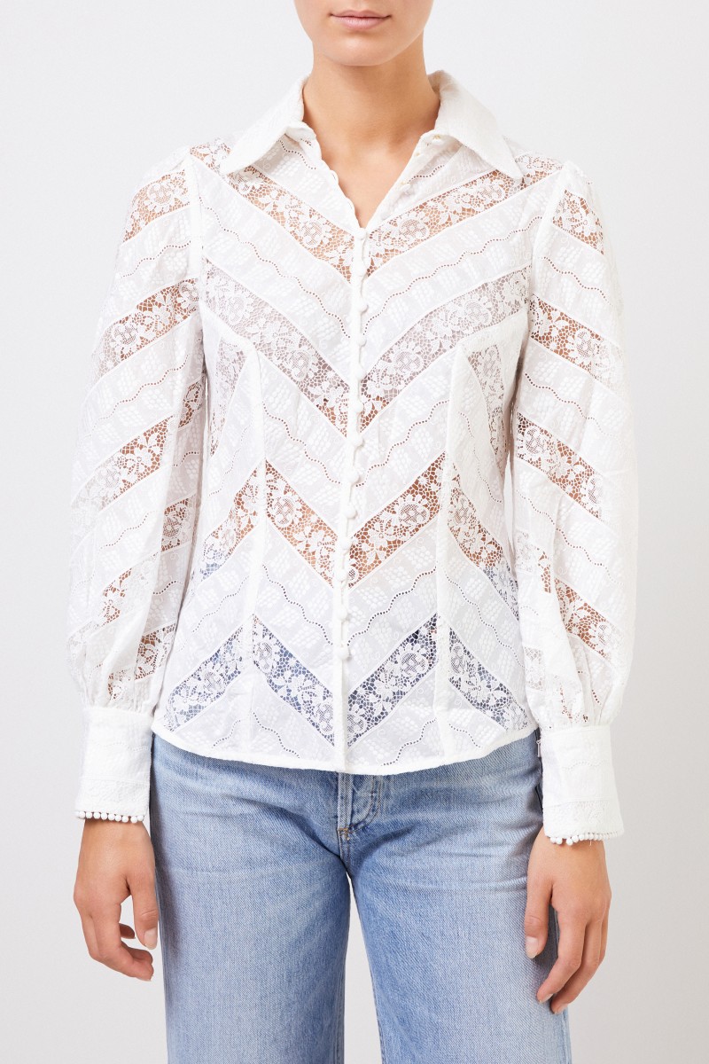 Zimmermann Bluse mit Spitzendetails Weiß