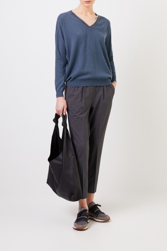 Cashmere-Pullover mit Perlenverzierung