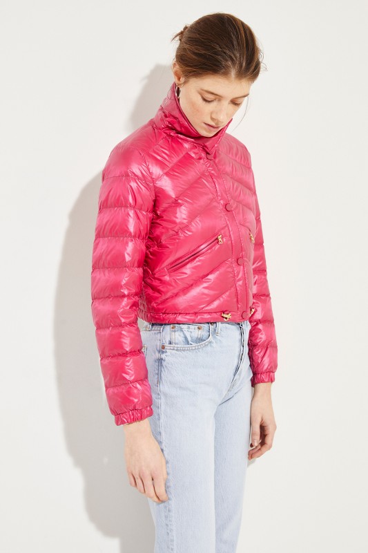Kurze Daunen-Jacke Himbeere