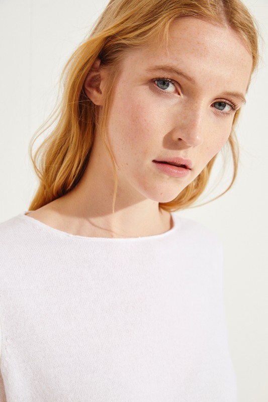 Woll-Cashmere-Pullover Weiß