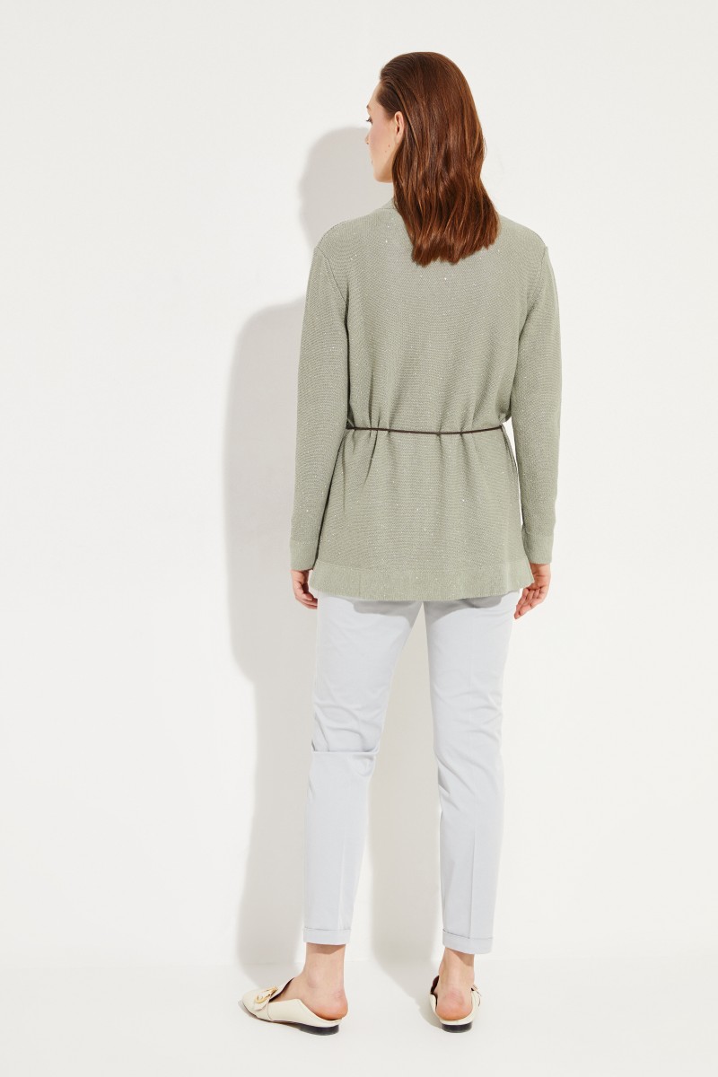 Cardigan mit Pailletten-Details Salbei
