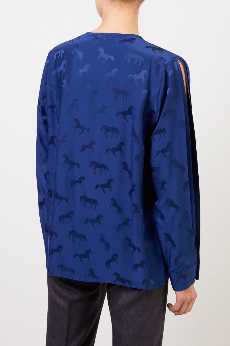 Stella McCartney Seidenbluse mit Pferdeprint Blue Note