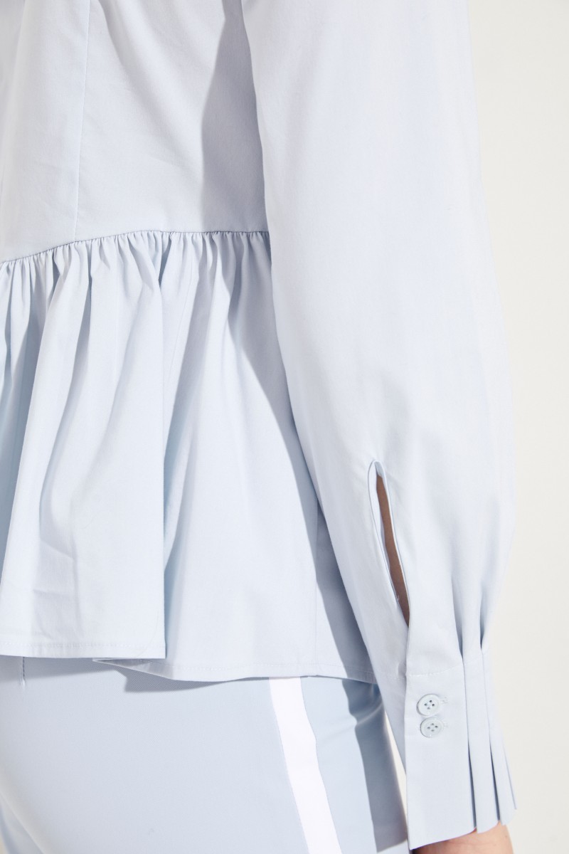 Baumwoll-Bluse mit Schößchen Hellblau