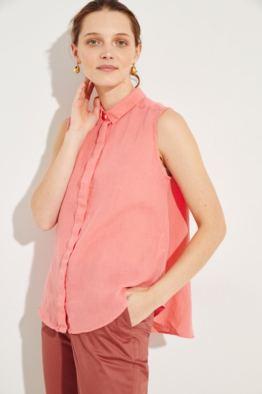 Ausgestellte Leinen-Bluse Orange