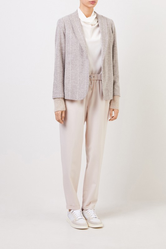 Fabiana Filippi Alpaca-Blazer mit Strickdetails Taupe
