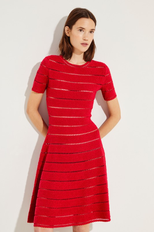 Kurzes Strickkleid mit Lurexfäden Rot