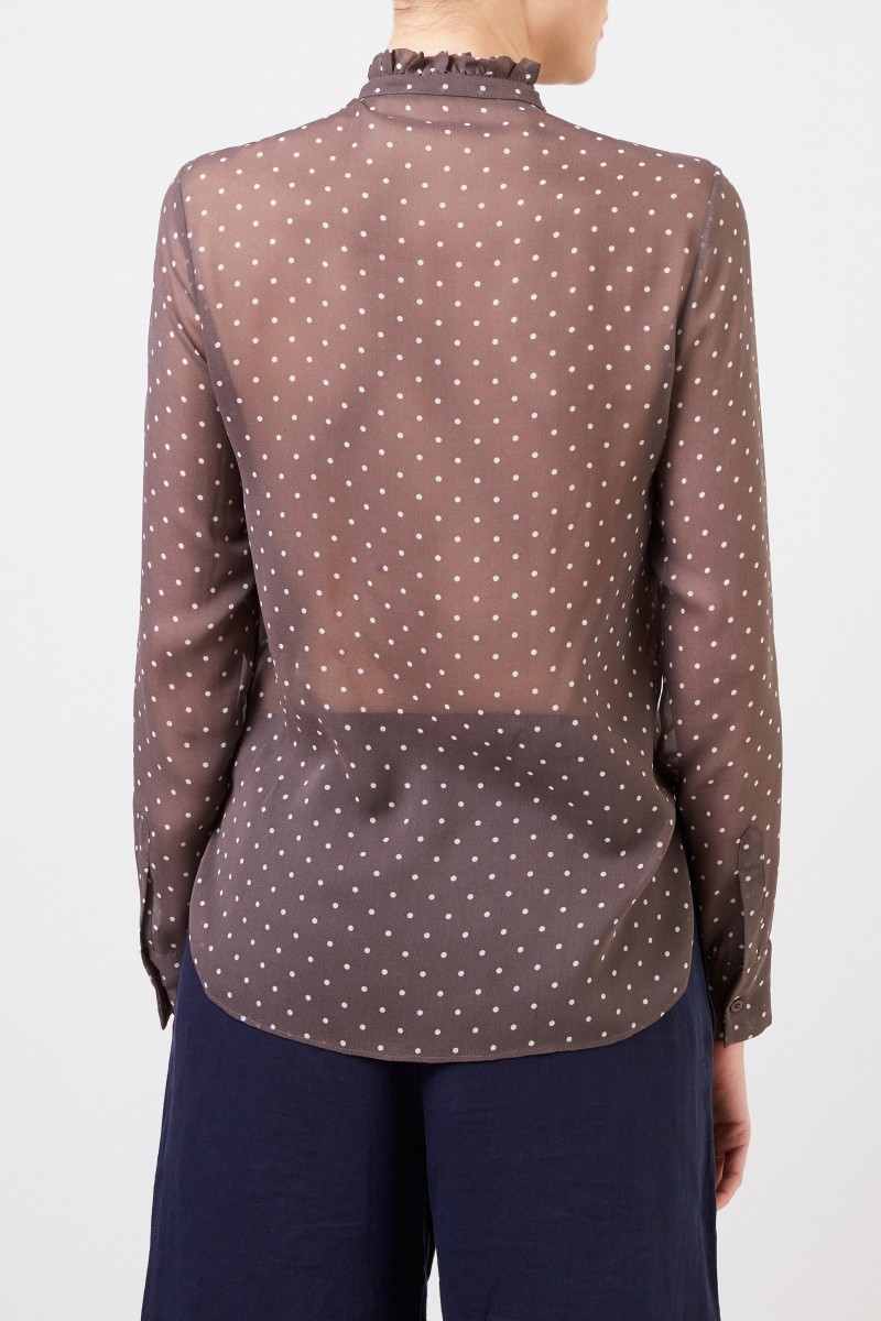 Seidenbluse mit Polka-Dots 'Mabel' Taupe