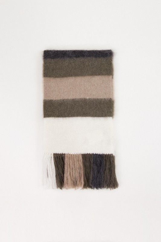Gestreifter Mohair-Schal mit Fransen Multi