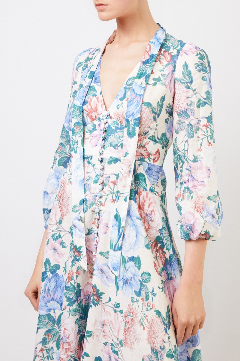 Zimmermann Maxikleid aus Leinen Multi