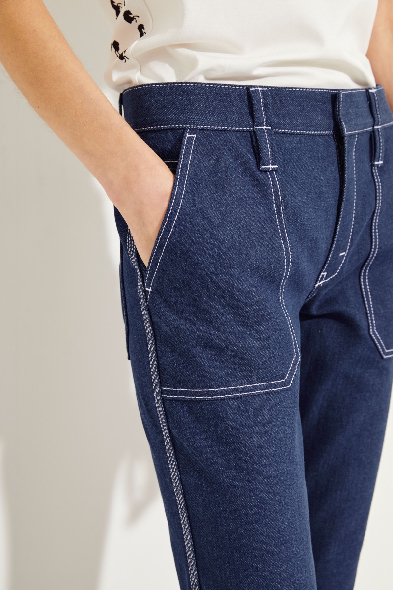 Jeans mit Ziernähten Ultramarine