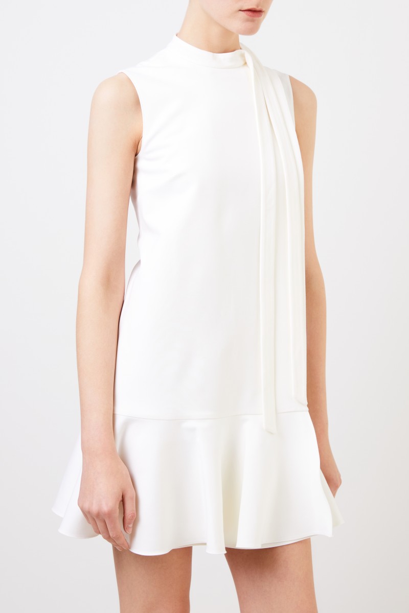 Cocktailkleid mit Volantsaum Crème