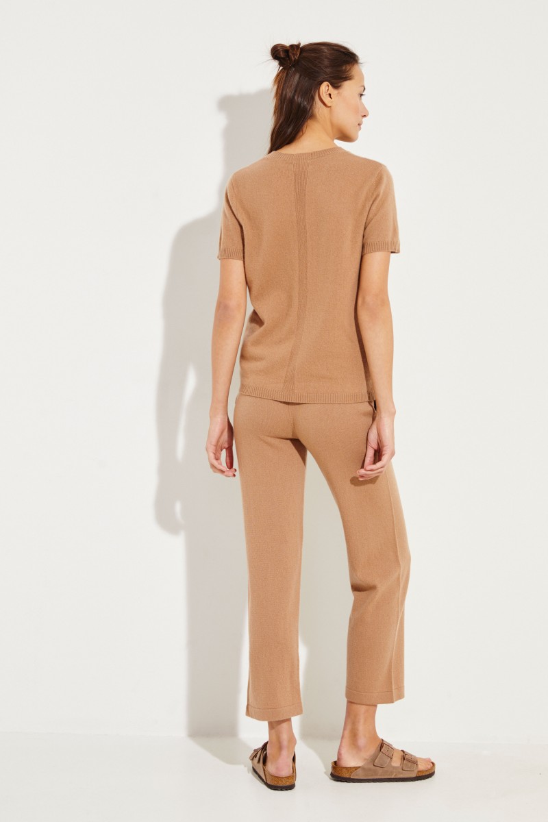 Kurzarm Cashmere-Pullover Caramel