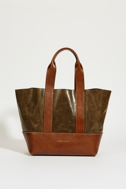 Shopper mit Perlenverzierung Oliv