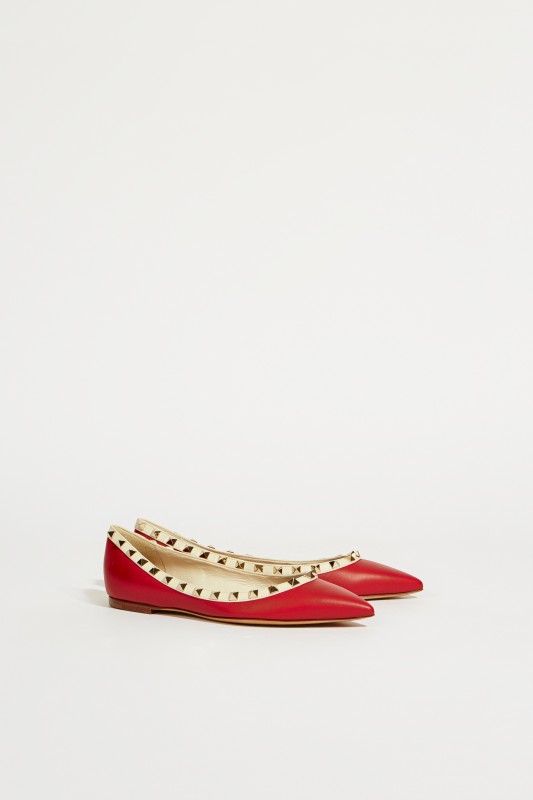 Nietenbesetzte Flats 'Rockstud' Rot