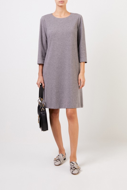 Klassisches Kleid Grau Melange