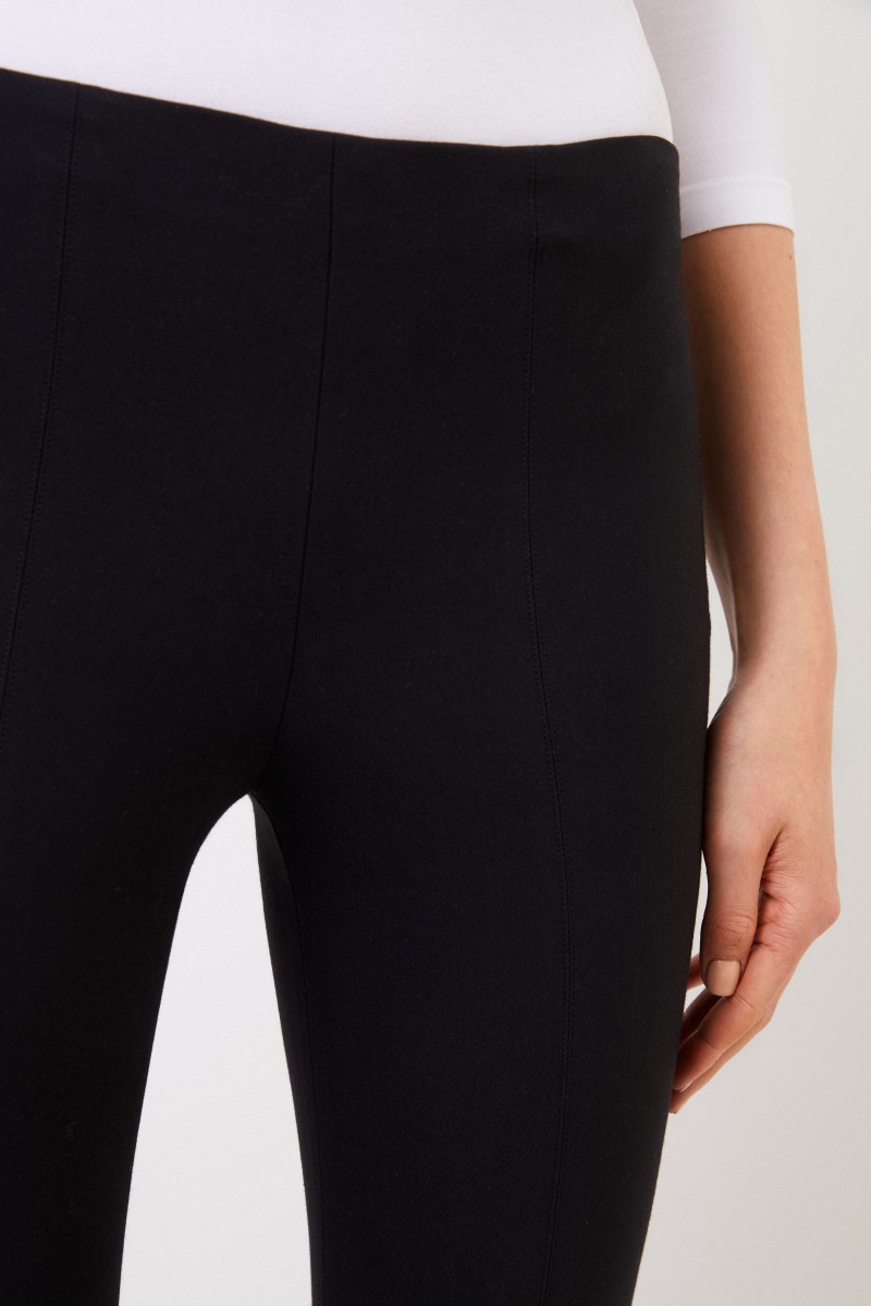 Stretch-Hose mit Schlitz-Detail Schwarz
