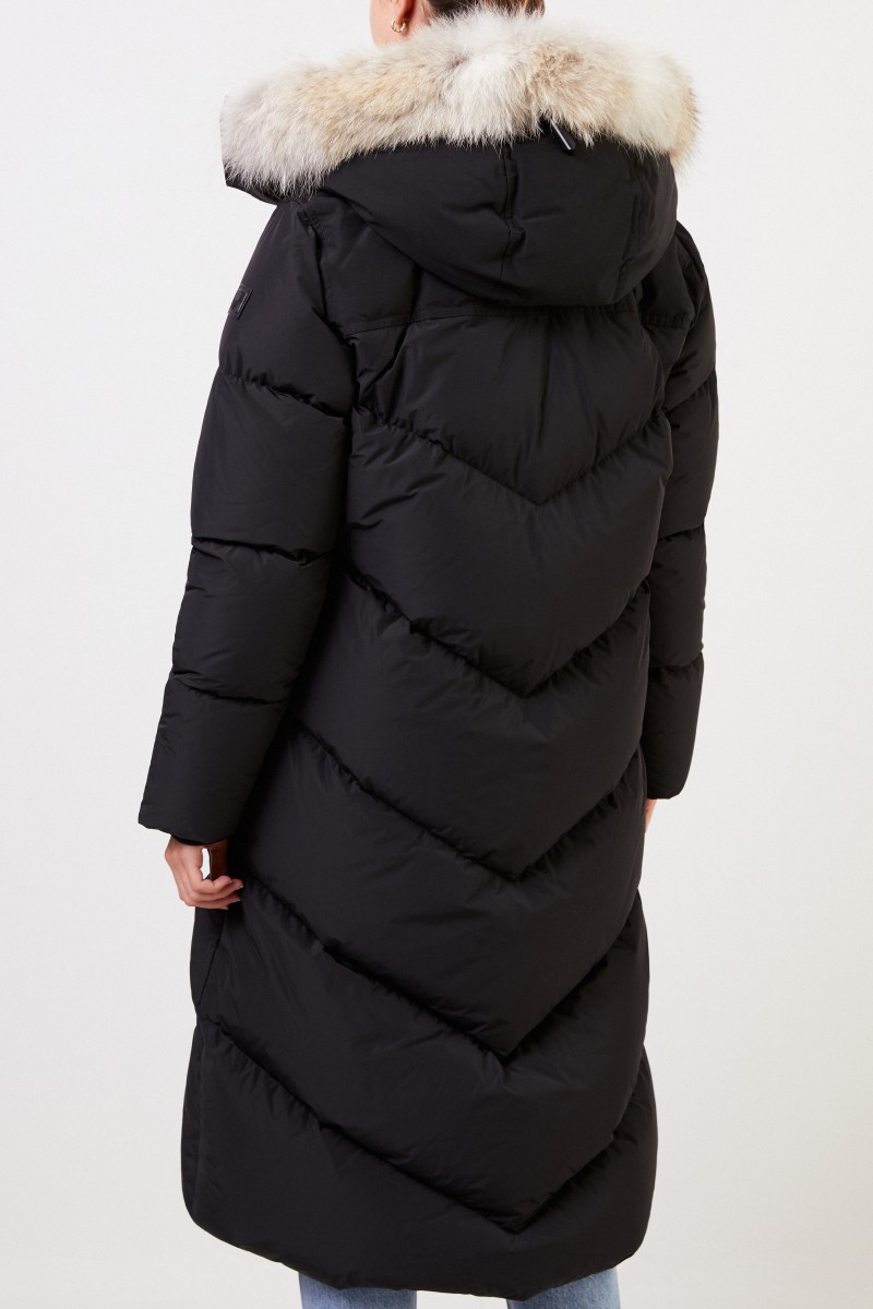 Woolrich Daunenparka 'Long Parka Coyote' mit Kapuze Schwarz