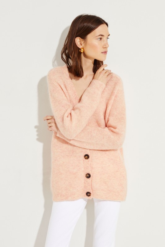 Mohair-Woll-Cardigan Rosé