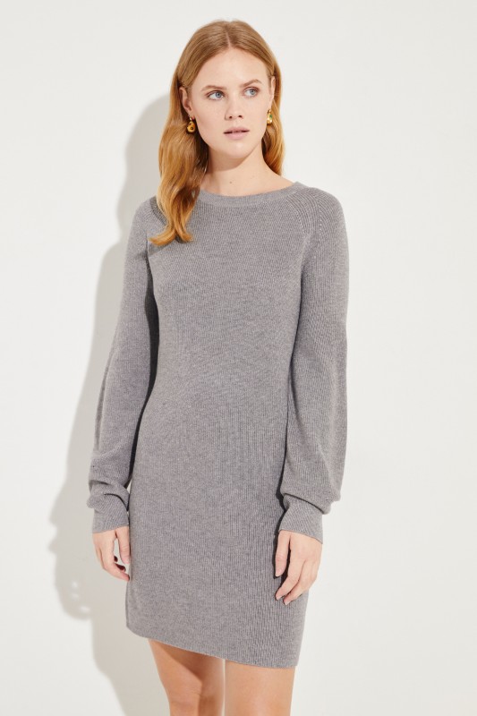 Seiden-Cashmere-Kleid Grau