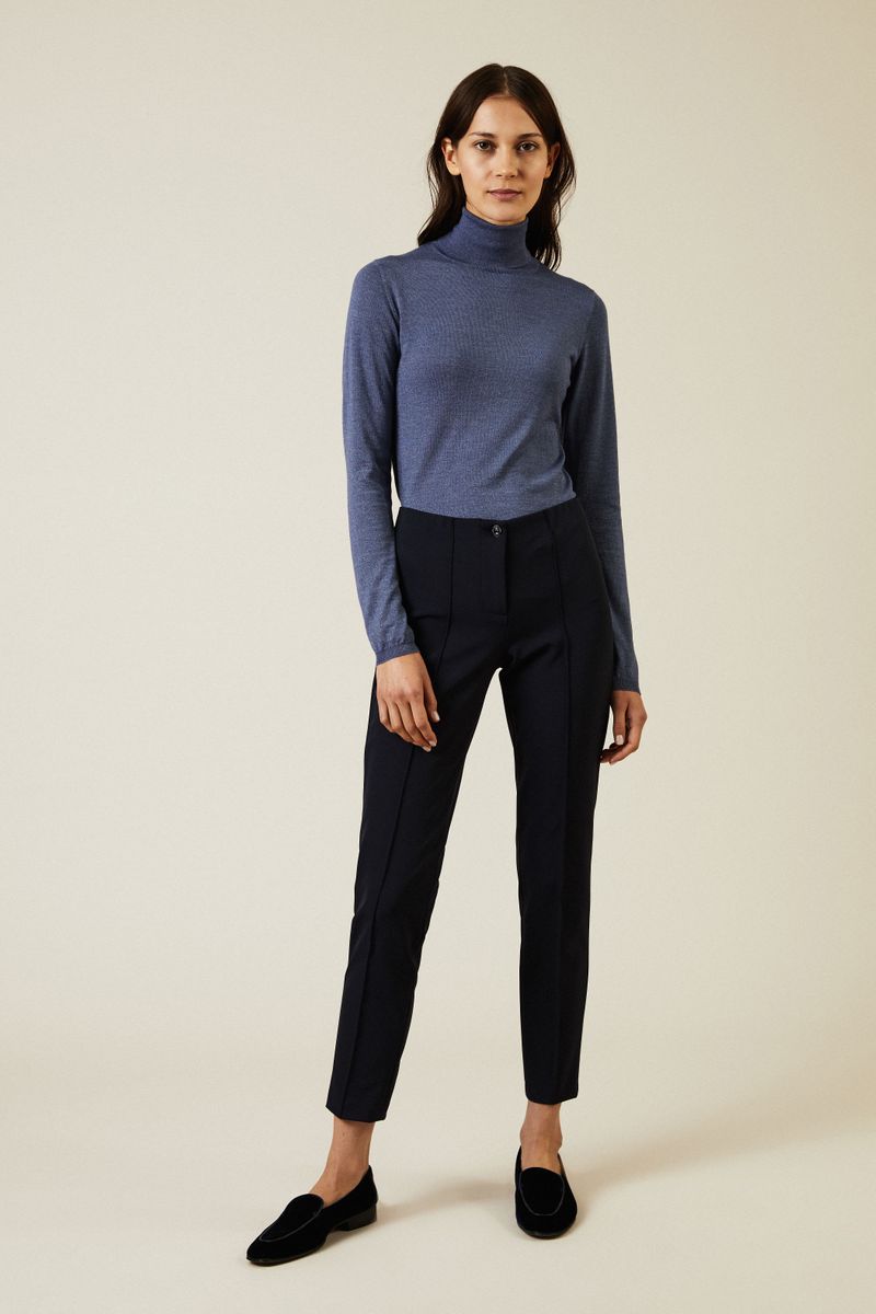 Schmale Stretch-Hose 'Ros' Marineblau